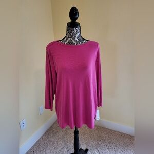 NWT Women's Croft & Barrow Long-sleeve Pullover Shirt w/decoration buttons